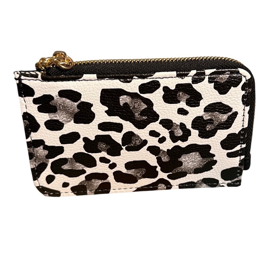 Black White Leopard Print Card Case Wallet